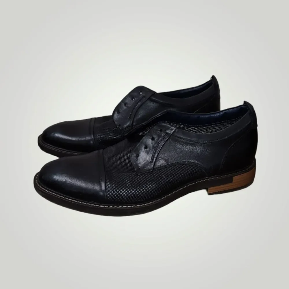 STEVE MADDEN MENS EDDISON LEATHER EMBOSSED CAP TOE OXFORDS SHOES Edd01m1